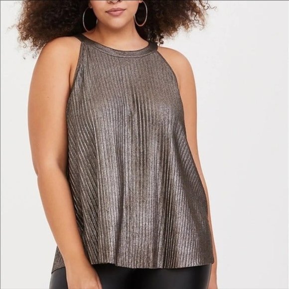 Torrid Tops - Torrid Goddess Pleated Metallic Tank Top